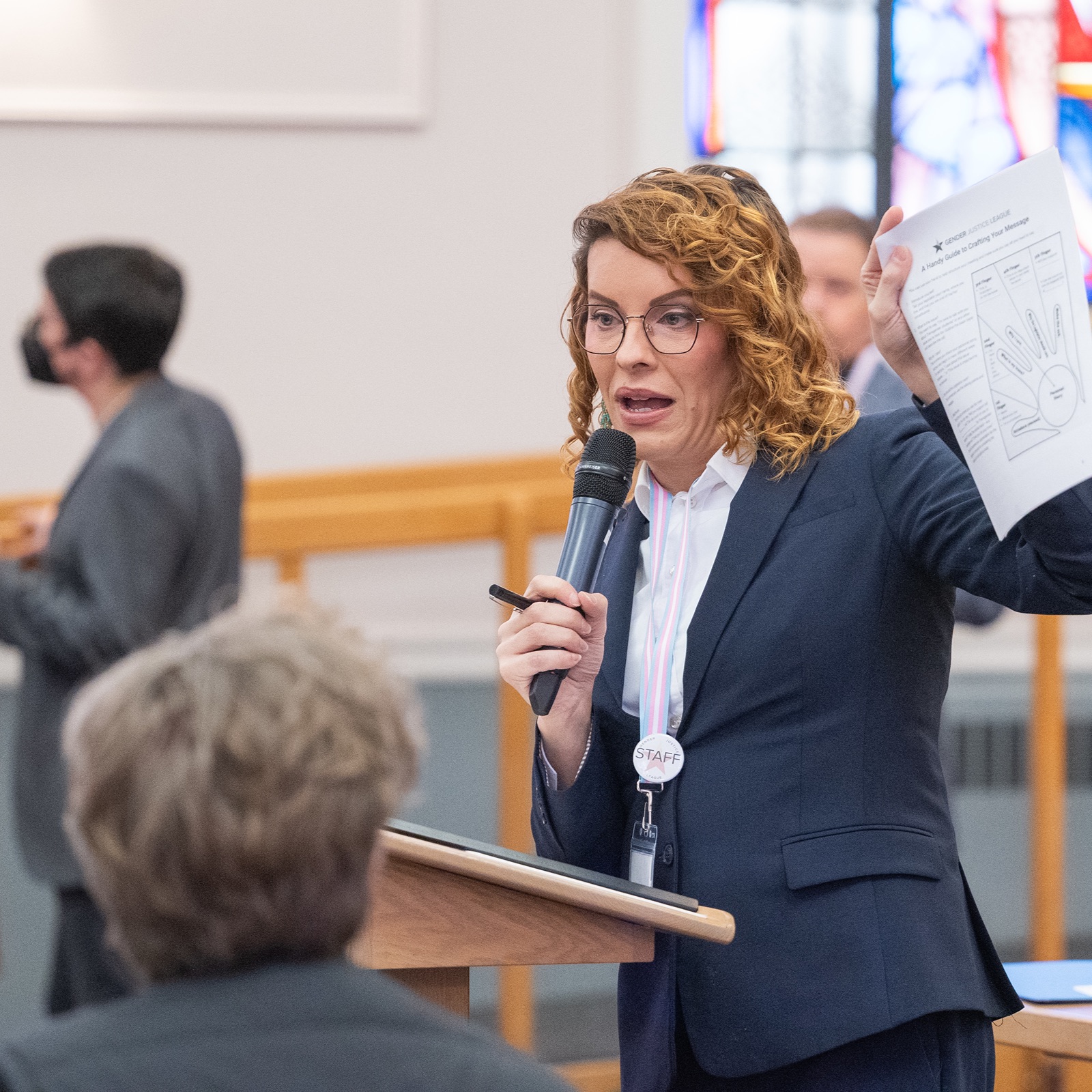 Danni training advocates at Trans Advocacy Day, 2026